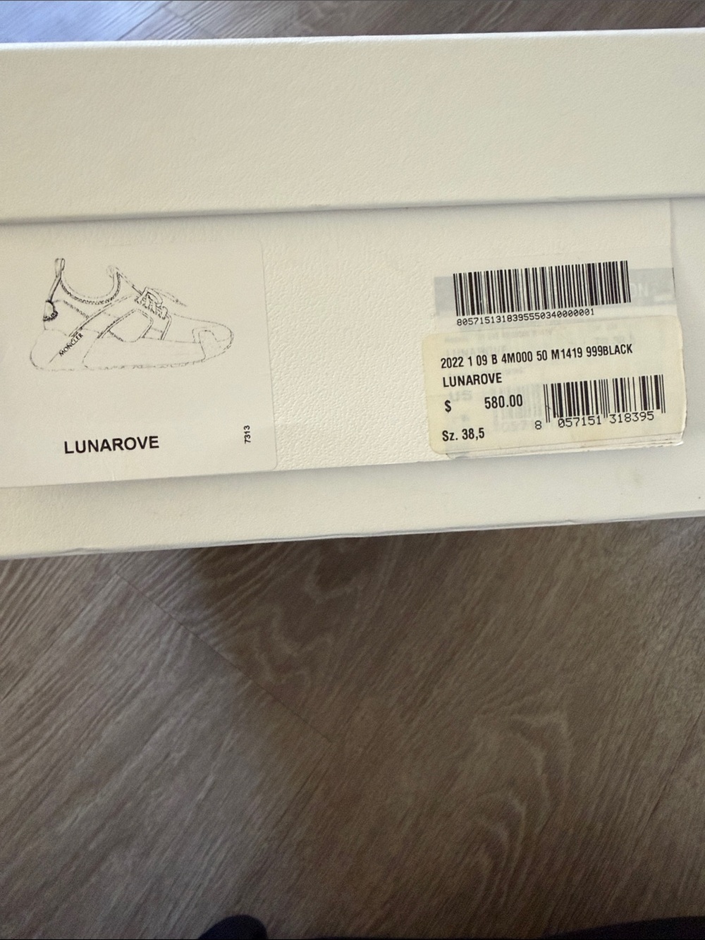 NIB- Authentic Moncler Sneakers Authenticity Card, Dust Bags- Lunarove Size 8.5 - Picture 9 of 11